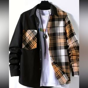 New in the package Men’s size XL multi colored plaid button down shirt